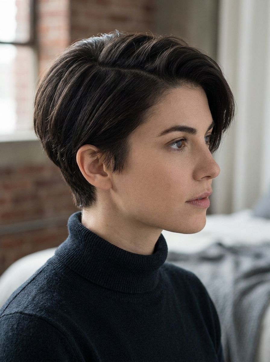 Pixie mit tiefem Seitenscheitel - Kurzhaarfrisuren für dickes Haar